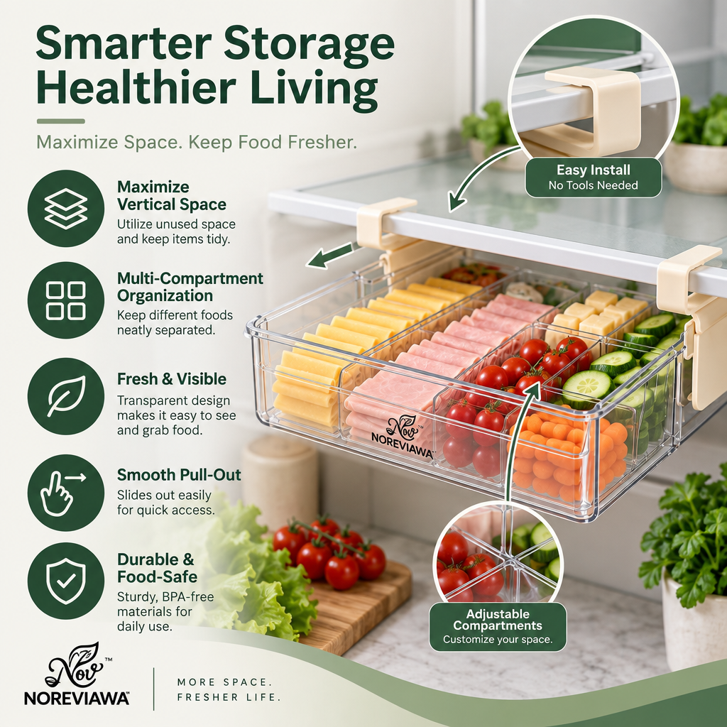 NOREVIAWA™ Under Shelf Hanging Storage Drawer | Space-Saving Refrigerator & Kitchen Organizer