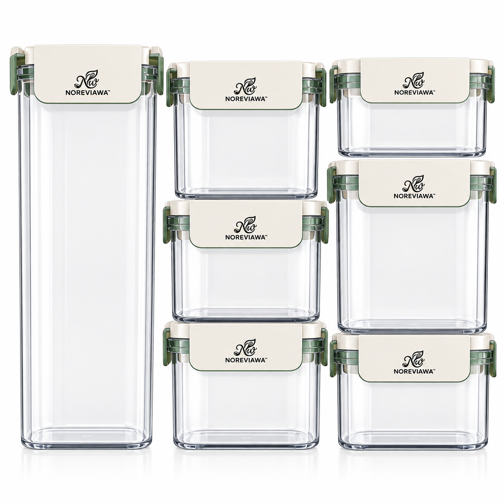 NOREVIAWA™ Stackable Airtight Food Storage Containers | Modular Pantry Organization Set