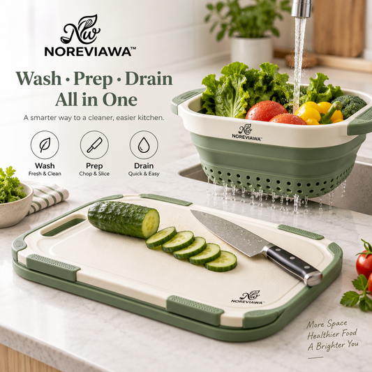NOREVIAWA™ Collapsible Kitchen Colander Basket | Expandable Washing & Food Prep Drain Basket