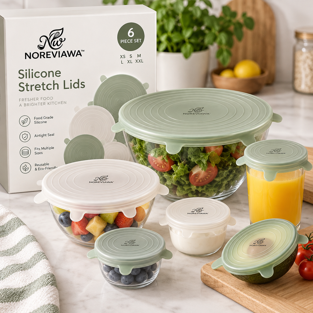 NOREVIAWA™ Silicone Stretch Food Covers | Reusable Airtight Bowl Covers 6-Piece Set