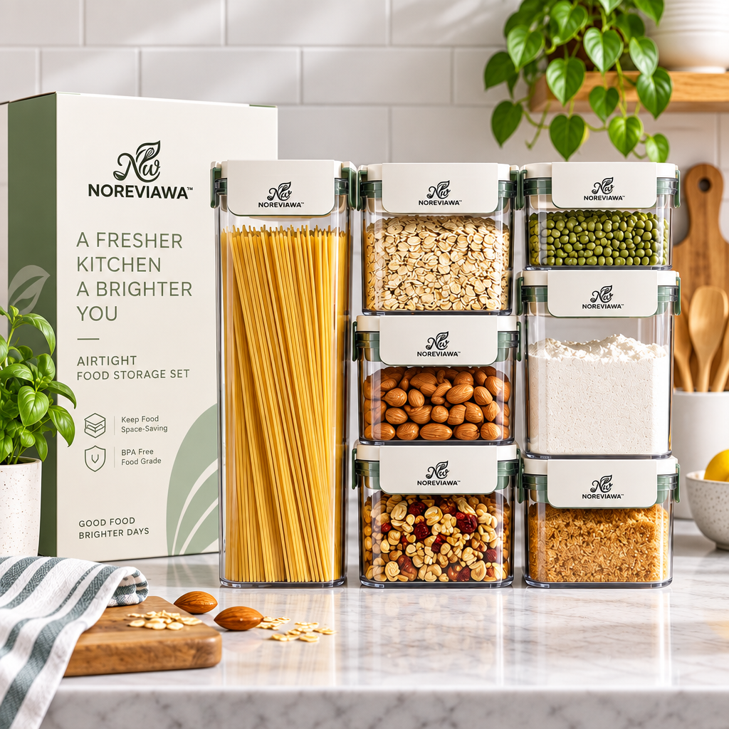 NOREVIAWA™ Stackable Airtight Food Storage Containers | Modular Pantry Organization Set