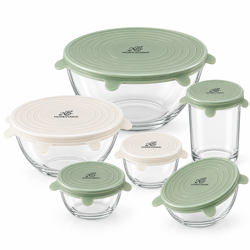 NOREVIAWA™ Silicone Stretch Food Covers | Reusable Airtight Bowl Covers 6-Piece Set