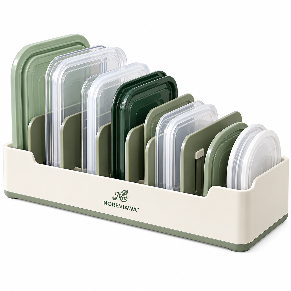 NOREVIAWA™ Adjustable Lid Organizer Rack | Kitchen Cabinet Pot & Pan Lid Storage Holder