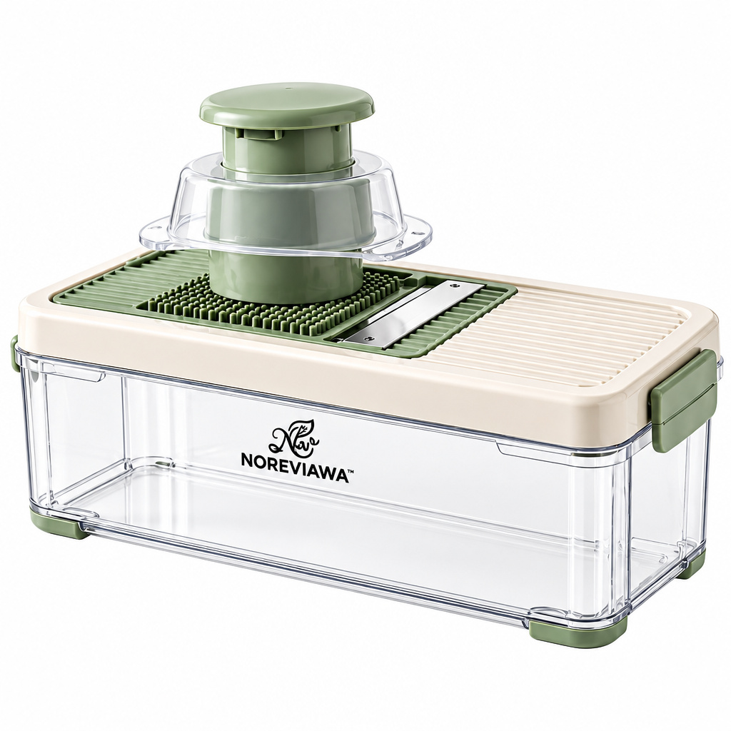 NOREVIAWA™ 5-in-1 Vegetable Chopper | Multi-Function Food Prep Container with Stainless Steel Blades
