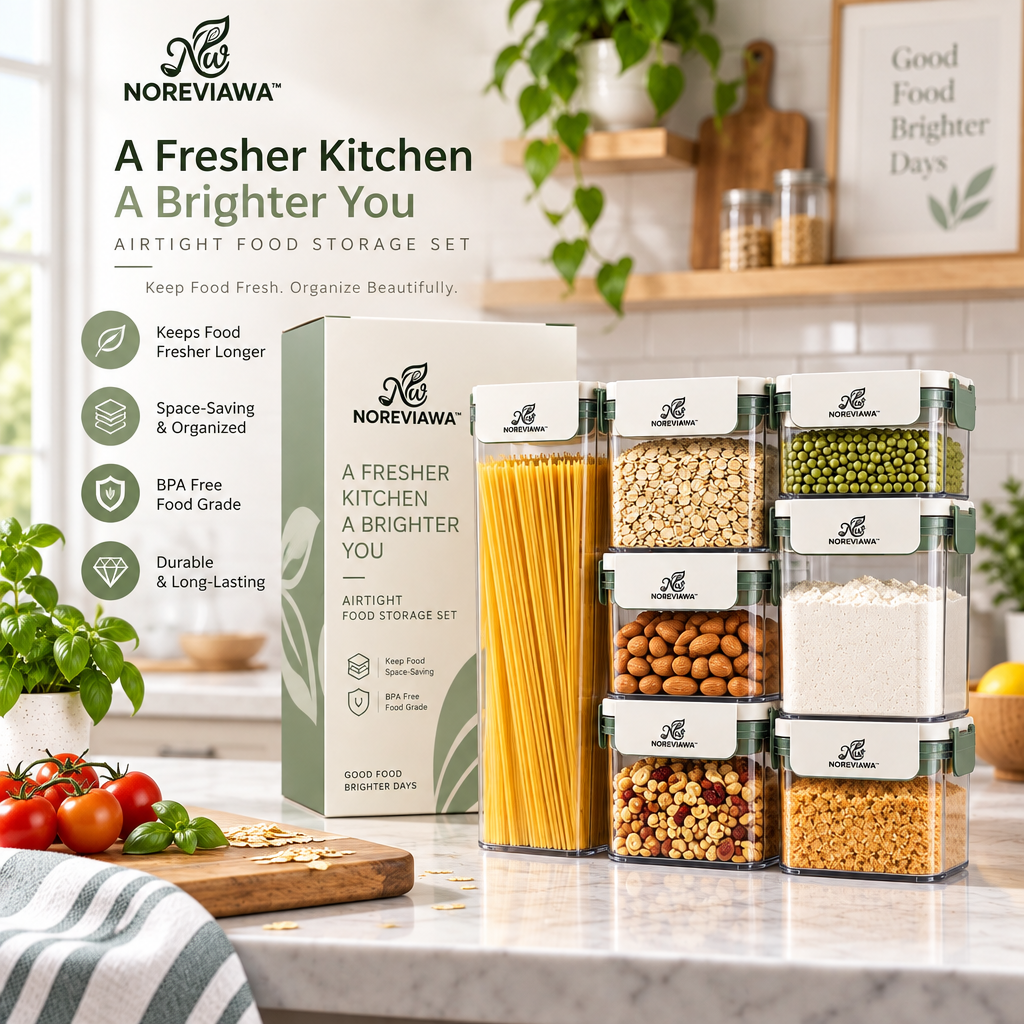 NOREVIAWA™ Stackable Airtight Food Storage Containers | Modular Pantry Organization Set