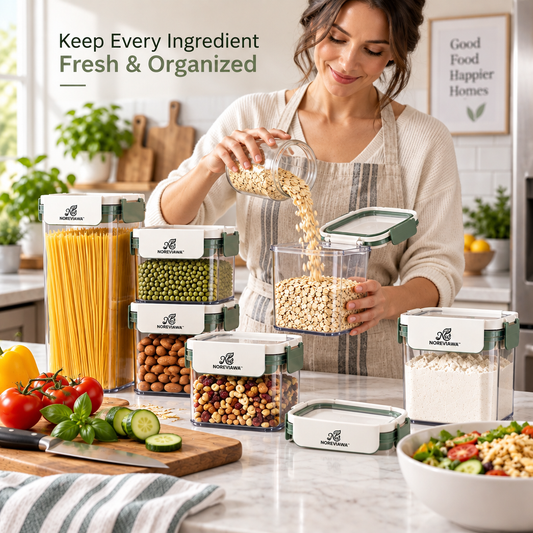 NOREVIAWA™ Stackable Airtight Food Storage Containers | Modular Pantry Organization Set
