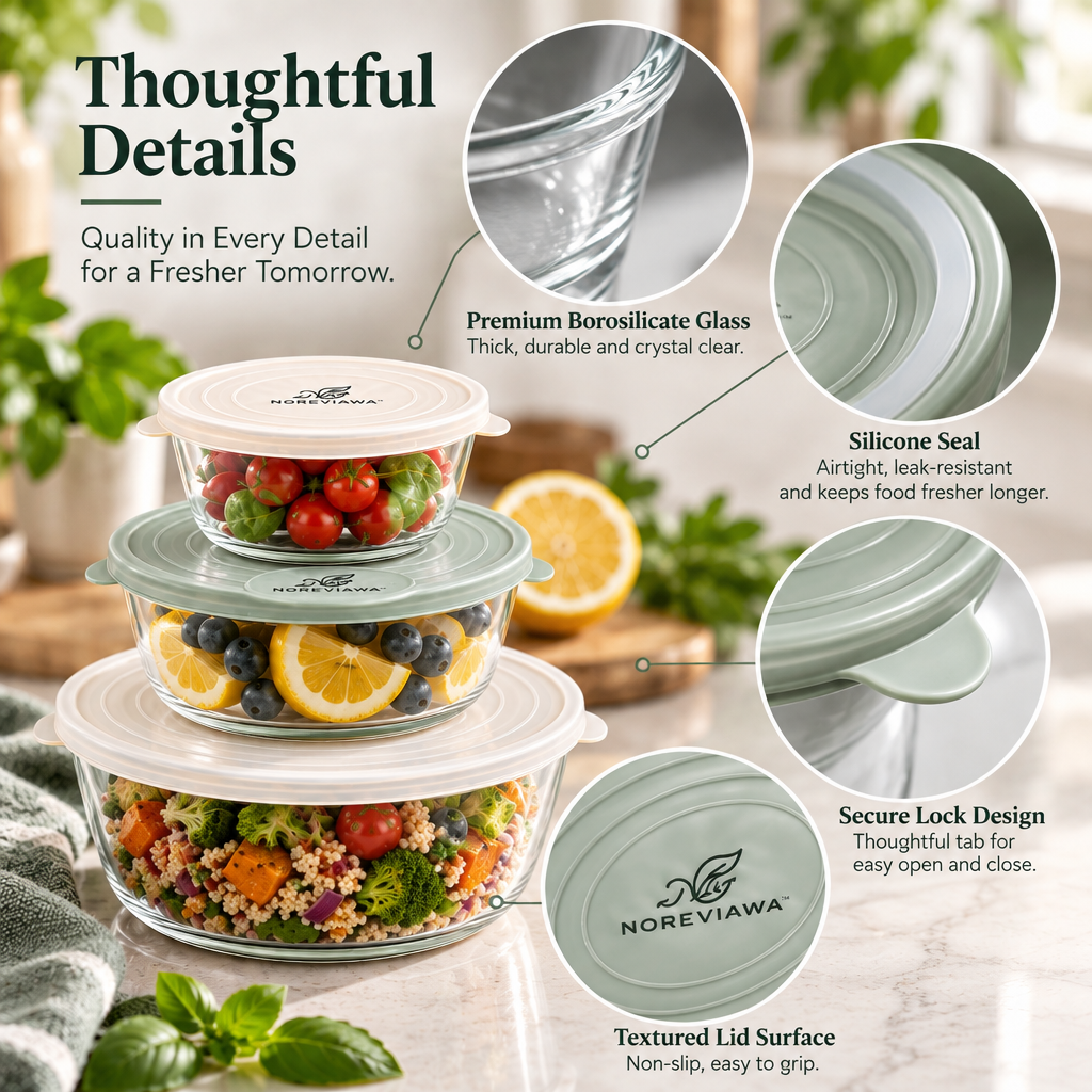 NOREVIAWA™ Silicone Stretch Food Covers | Reusable Airtight Bowl Covers 6-Piece Set